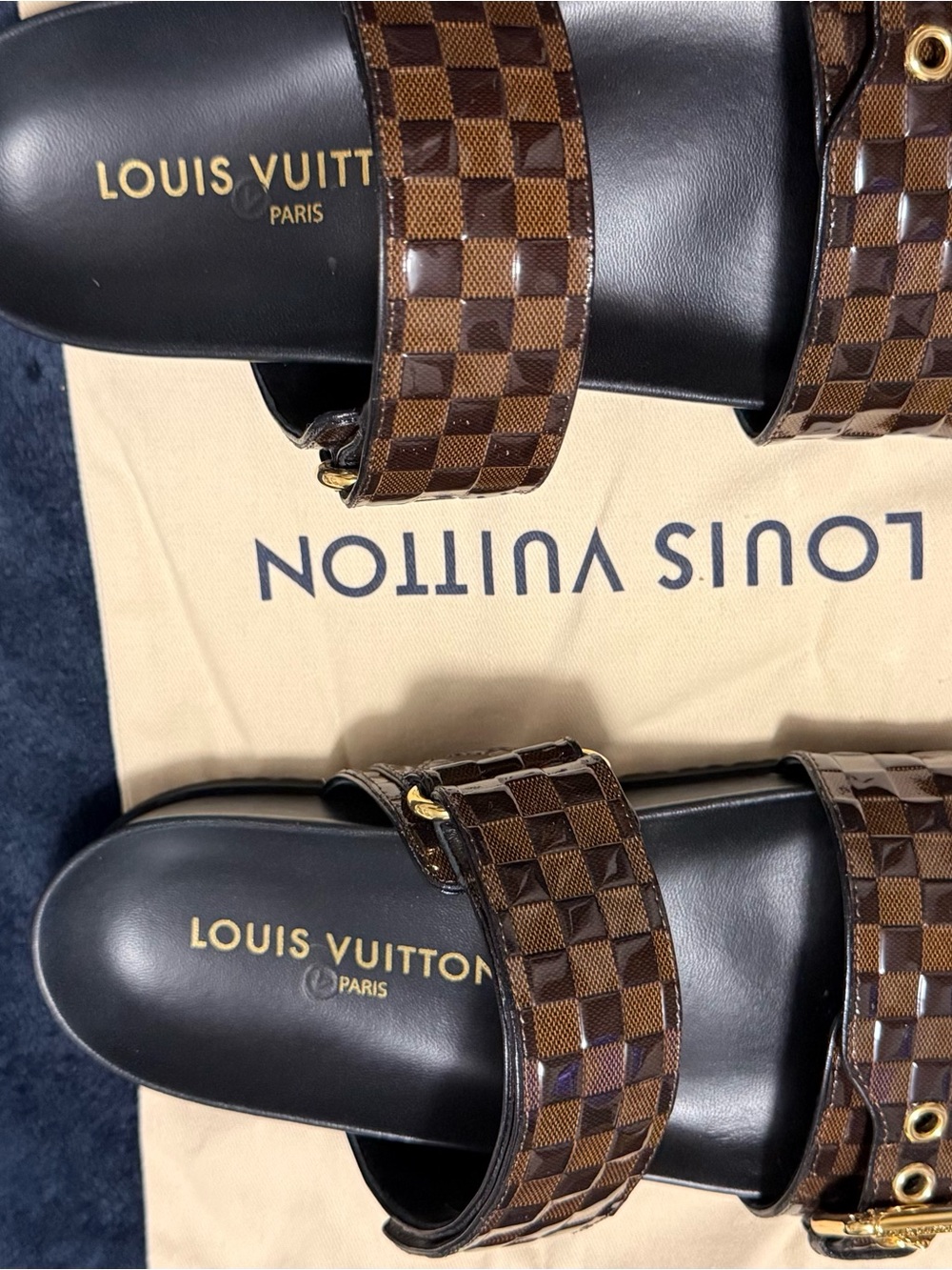 Louis Vuitton Brown Damier Canvas Slide Sandals